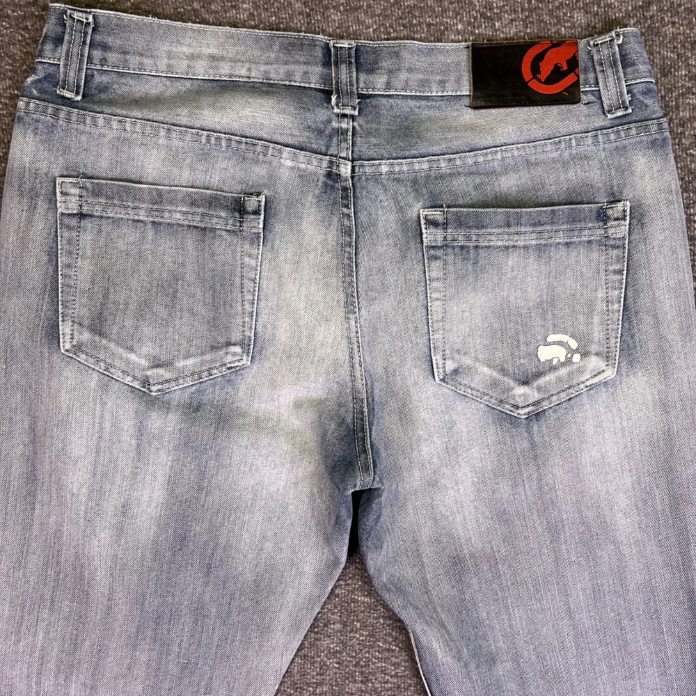 Ecko Unltd Jeans‎ Mens 34 Light Wash Athletic Streetwear Rhino Logo Hip Hop Y2K